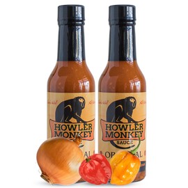 Howler Monkey Sauce Original - Panamanian Style Hot Sauce by Aji Chombo Peppers from the Caribbean - Gluten-Free, No Carbs, Low Sodium - Spice Up Any Dish, Soups, or Marinades - 2-Pack 5oz Bottle