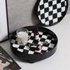 Round Storage Organizer Tray Checkerboard Design Plate Container Tray for