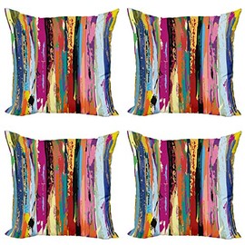 Ambesonne Abstract Decorative Throw Pillow Case Pack of 4, Multicolored Expressionist Work of Art Vibrant Rainbow Design Tainted Pattern, Cushion Cover for Couch Living Room Car, 24", Rainbow Color