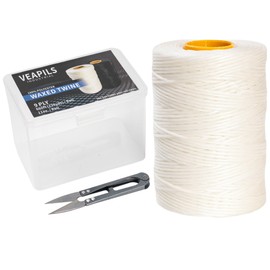 9-Ply White String Waxed Twine, 660 Feet per Roll Heavy Duty Twine String, White Cable Tie Down Wax Lacing Cord for Indoor or Outdoor Use,Thick White Twine Wax String with 160 LBS Tensile Strength (2)