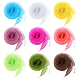 Fengek 9 Pcs Chiffon Scarf, 27.6 Inch Square Solid Color Bandana Handkerchief Ribbon Scarves for Women Girls, Multicolor 5