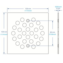Bropury Square 4-1/4-inch Screw-in Stainless Steel Shower Floor Drain Cover Grate Strainer,Brushed Nickel (White)
