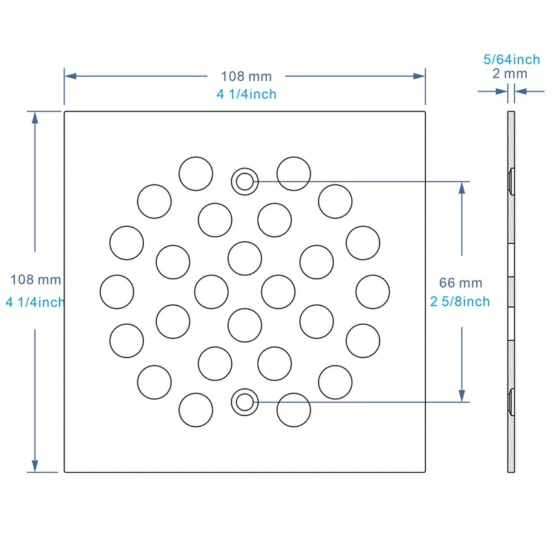 Bropury Square 4-1/4-inch Screw-in Stainless Steel Shower Floor Drain Cover