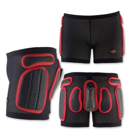 UFO Plast Made in Italy SK09125 Soft Padded Shorts for Kids/Removable Back Protection/Airnet Material/for: Motorcycle, Motocross, Snowboard, Ski/Size: L/Color: Black with Red