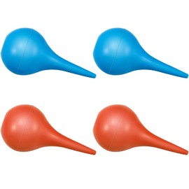 Nuanchu 4 Packs Hand Bulb Ear Syringe 2 oz Small Washing Rubber Squeeze Bulb Ear Suction Syringe Ball for Adult Puppy Wax Cleaning Removal Tool(60 ml,Orange, Blue)