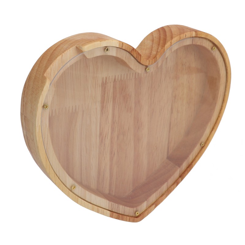 Heart Shaped Storage Box Transparent Acrylic Panel Wooden Display Case