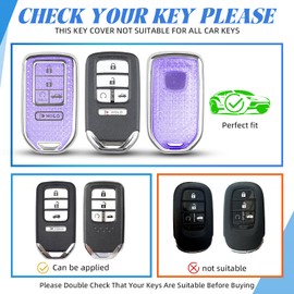 for Honda Key Fob Cover, Key Shell for 2016-2022 Accord Civic CR-V Pilot Passport Insight EX EX-L (Silver/Purple)