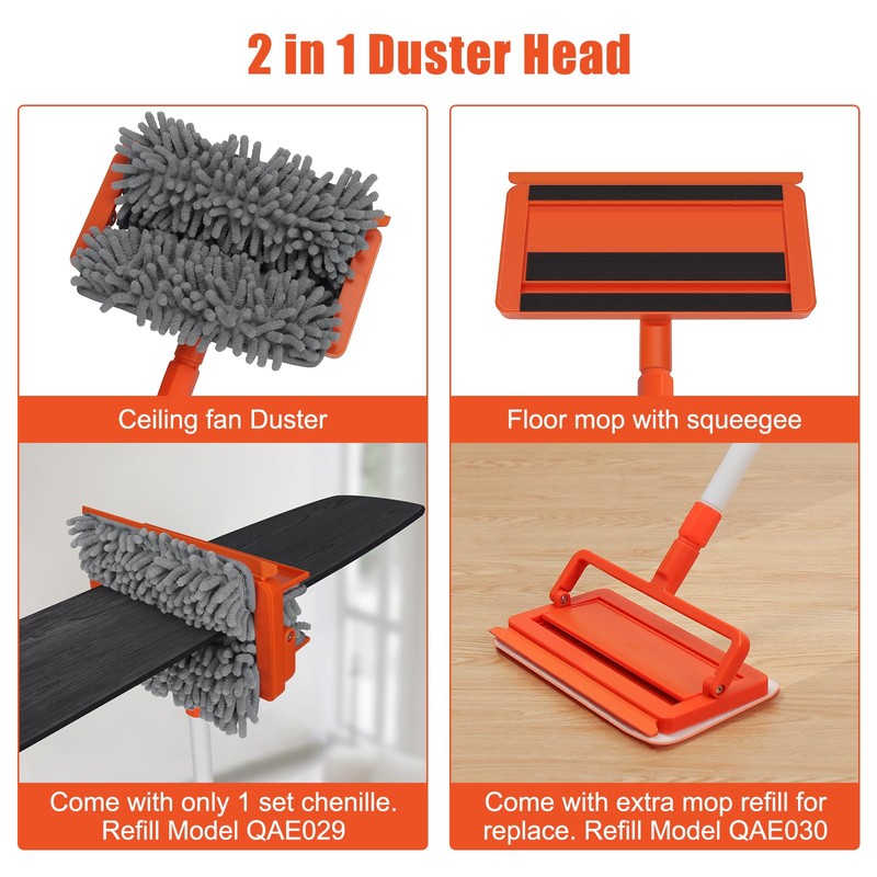 Qaestfy Ceiling Fan Cleaner Duster with 62.5‘’ Extendable Long Handle