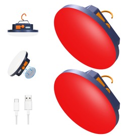 2pcs Camping Lamp 10000mAh Rechargeable 3000LM Tent Camping Light, 24Hours Long Play Time , Outdoor Night Market Night Fishing Lantern (RED)