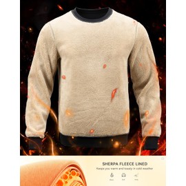 G Gradual Sherpa Lined Sweatshirts for Men Fleece Crewneck Sweatshirt Pullover Tops for Warm Winter, Black, Small