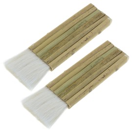 LUORNG 2PCS 6 Rows of Bamboo Handled Wool Brushes 14cm Hake Brush for Watercolour Painting Wash Pottery Painting