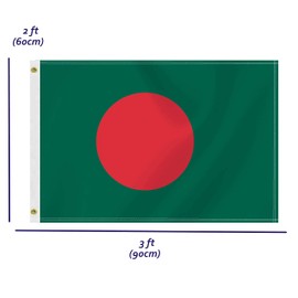 2×3 FT Bangladesh Flag,Medium 60×90 CM Bangladeshi Outdoor Banner,100D Decor,Doube Side Printing For Patio Garden With Brass Gromment