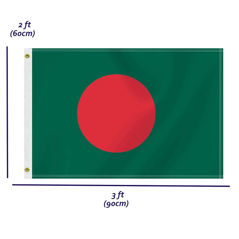 2×3 FT Bangladesh Flag,Medium 60×90 CM Bangladeshi Outdoor Banner,100D Decor,Doube