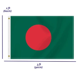2×3 FT Bangladesh Flag,Medium 60×90 CM Bangladeshi Outdoor Banner,100D Decor,Doube Side Printing For Patio Garden With Brass Gromment