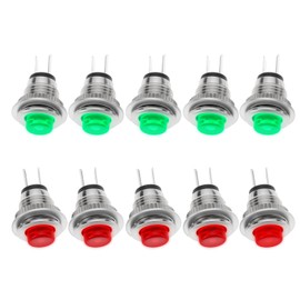LT Easiyl 10pcs Push Button Switch 8mm DS-101 2Pin 125V Red+Green For Automotive Electronics Communication Equipment