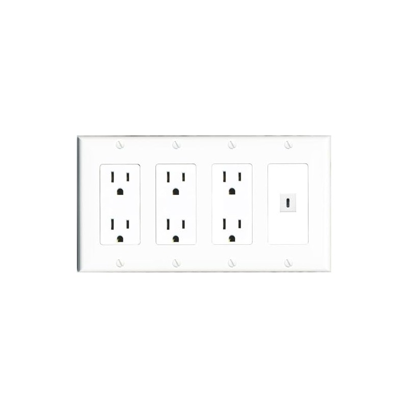 RiteAV USBC Wall Plate 4 Gang with 3 x 15A