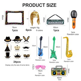 Inflatable Photo Frame, Selfie Picture Frame, Photo Booth Props, Inflatable Picture Frame, Black Gold Photo Booth Props, Photo Booth Props Decorations, Photo Booth Frame, 65 x 78 cm, 2 Pieces (10)