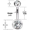 Luxe Modz Pack Of 8 14G Belly Button Ring Implant