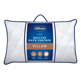 Silentnight Quilted Duck Feather Pillow - Luxury Hotel Quality Natural Pillow Soft Support Comfortable Duck Feather Filling with Luxurious Quilted Cover - Machine Washable - 1 Pack