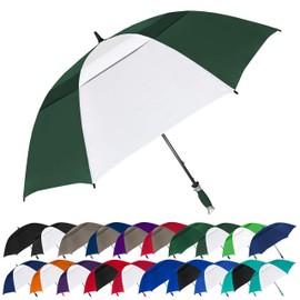 STROMBERGBRAND UMBRELLAS Vented Typhoon Tamer 62" Windproof Waterproof PGA Professional Quality Ultimate Portable Golfers Golf Umbrella for Men and Women, Hunter Green/White, One Size