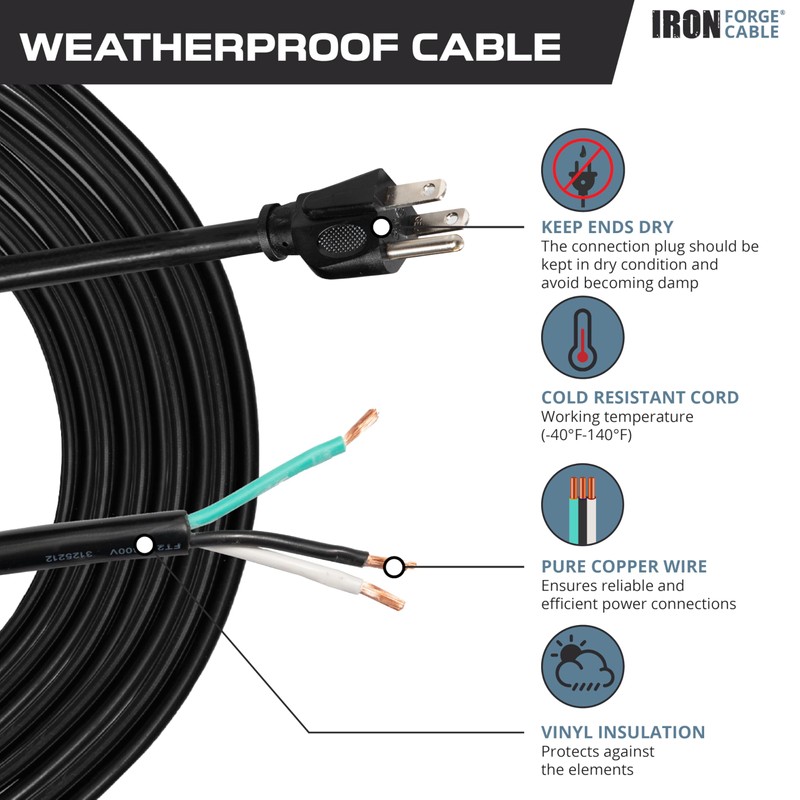 Iron Forge Cable de alimentación de repuesto de 10 pies