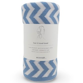 Ecovask Travel Towel & Hair Wrap - Organic Cotton, Original / Cornflower Chevron