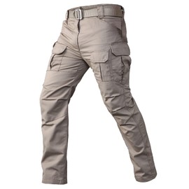 CARWORNIC Gear Men's Tactical Cargo Pants Waterpoof Lightweight Rip Stop EDC Military Combat Trousers (32W x 32L, Khaki-2)