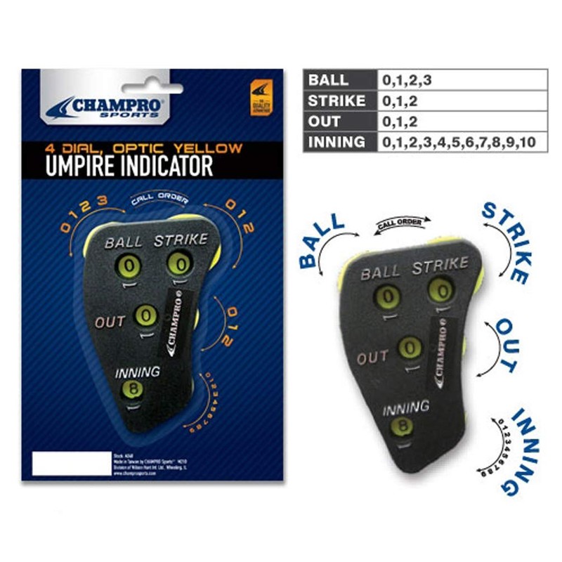 Champro Umpire Indicator, 4 Dial (Black/Optic Yellow)