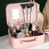 Makeup Case Large Capacity PU Leather Waterproof Portable Cosmetic Box