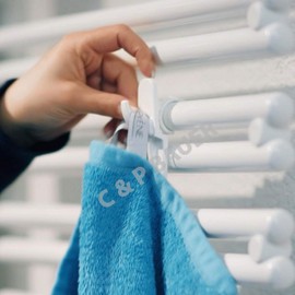 Simply Genial! - Towel Rail Universal Towel Hook for Bathroom Radiator White - Hook Clip The Original Round Radiator Hook for the Bathroom in Set of 6 - Made in Germany