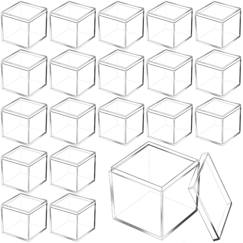 Tuanse 100 Pcs Acrylic Box with Lid Clear Small Acrylic