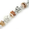 Avalaya White Ceramic Bead, Beige Shell Nugget Necklace In Silver