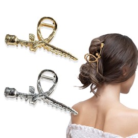 Flower Clips Large Flower Hair Clips Jaw Clips Hair Clips for Women (Gold/Silver Rose)