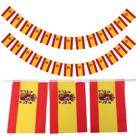 jijAcraft Spain flag, 11 m flag Spanish flag chain garland with 40 flags 14 x 21 cm for football championship, sporting events and decoration national festival