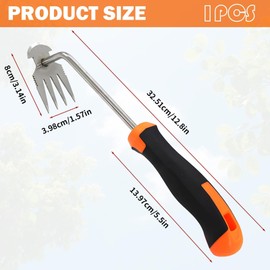 VTYTZZ Unkraut Entferner Gerät,Unkrautstecher,Gartengeräte,Gartenkralle,Unkraut Entferner,Gartenarbeit Hand Unkrautstecher,Draussen Gartengeräte, Fugenkratzer Mit Stiel Gummigriff 4 Zähne