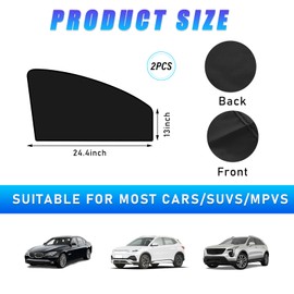 Augeny 2PCS Car Side Window Sun Shades, Front and Rear Windshield Curtains with Magnetic, Back Seat Baby Window Shades with Magnetic Protection, Universal Car Accessories (Front)