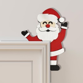 2025 Wooden Christmas Door Toppers, Over Door Corner Frame Topper Decorations Indoor Ornament Decorative Wall Woodland Wood Vintage Window Garage Yard Creative Wooden Hanging Decor (Santa Claus)