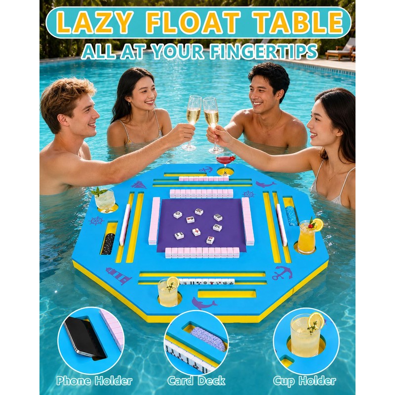 Eolzzi 36" Foldable Floating Mahjong Table for Pool, Poker &