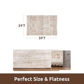 AMOAMI-2X3 Small Rug-Washable Rugs Entryway Mat Indoor-Soft Vintage Non Slip Rugs for Kitchen Laundry Room Bathroom Beige Decorative Accent Rug for in Front of Sink 24 Inch x36 Inch