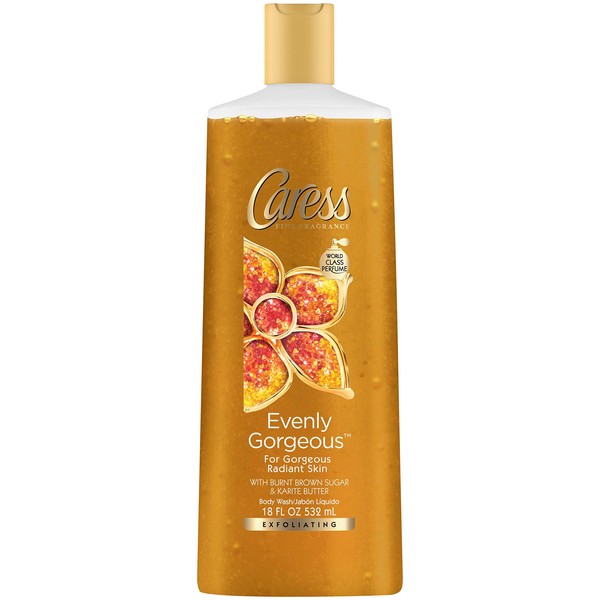 Caress Evenly Gorgeous With Burnt Brown Sugar & Karite Butter Body Wash 18 oz ( Pack of 3)