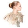 ZAKIA Fashion Feather Cape Stole Black White Beige Shawl Iridescent (Beige)