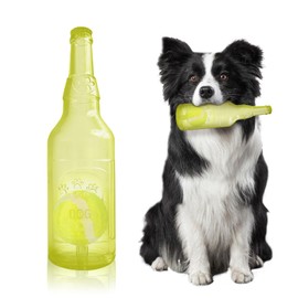 Qiuruoo Water Bottle Dog Toy,Dog Toys for Aggressive Chewers,Water Bottle with Tennis Ball,Suitable for Small and Medium Pets to Exercise Outdoors(Yellow)