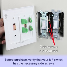 Single - SnapPower SwitchLight [for Double-Gang Light Switches] - Switch Wall Plate with Built-in LED Night Lights - Bright/Dim/Off Options - Auto On/Off Sensor - (Toggle, Light Almond)