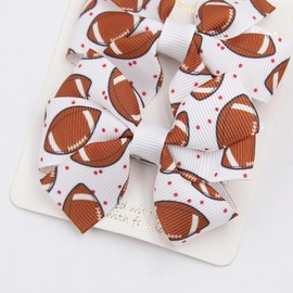 Football Hair Bow Clip Girls Sport Soccer Bow Hair Clip Infant Toddler Football Hair Bow Hair Accessories ZFJ48 (Rugby B)