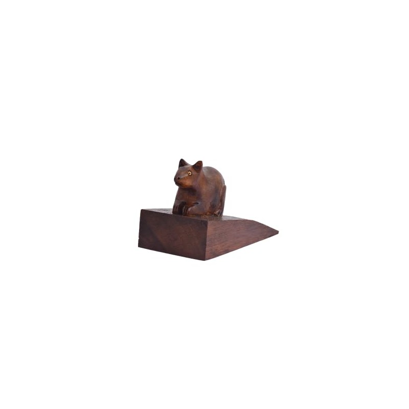 Door Stopper Wooden Handcarved Wedge Door Stop Decorative (Mouse Shape)
