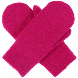 Be Your Own Style BYOS Unisex Winter Toasty Warm Plush Fleece Lined Knit Mittens in Solid Neon