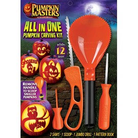 Pumpkin Masters Premium All in One Carving Kit – Comprehensive Halloween Pumpkin Carving Kit with Large Handled Tools and New Patterns