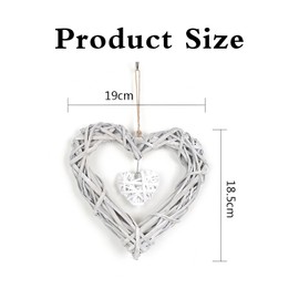 2 Pcs Rattan Hearts Wall Hanging Decoration, Wicker Heart Wall Hanging, Handwoven Rattan Heart Ornament for Bedroom, Living Room And Door Decor