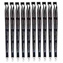 Volunteer Lanyards with Safety Break – 20mm Wide, Pack of 10 – Multiple Colors (Black)