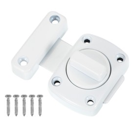 PATIKIL Rotate Bolt Latch, Zinc Alloy Gate Latch Safety Door Lock Security Door Slide Latch Pet Door Lock with Screws for Cabinet Closet Bathroom Furniture, White